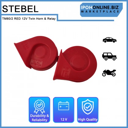 Stebel Trombe TM80/2 RED 12V Twin Horn & Relay - Italy